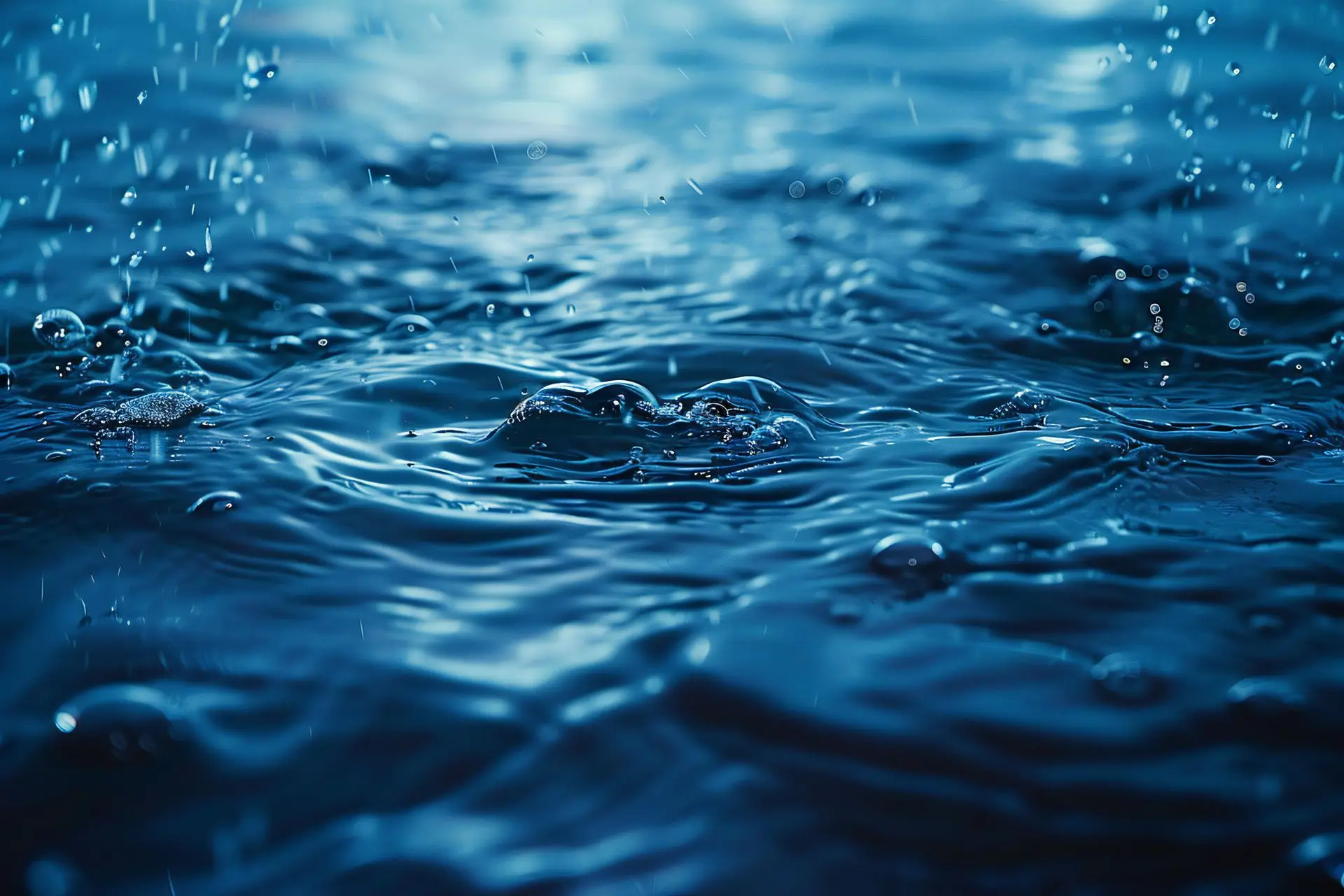 Ripples on the surface of deep blue water